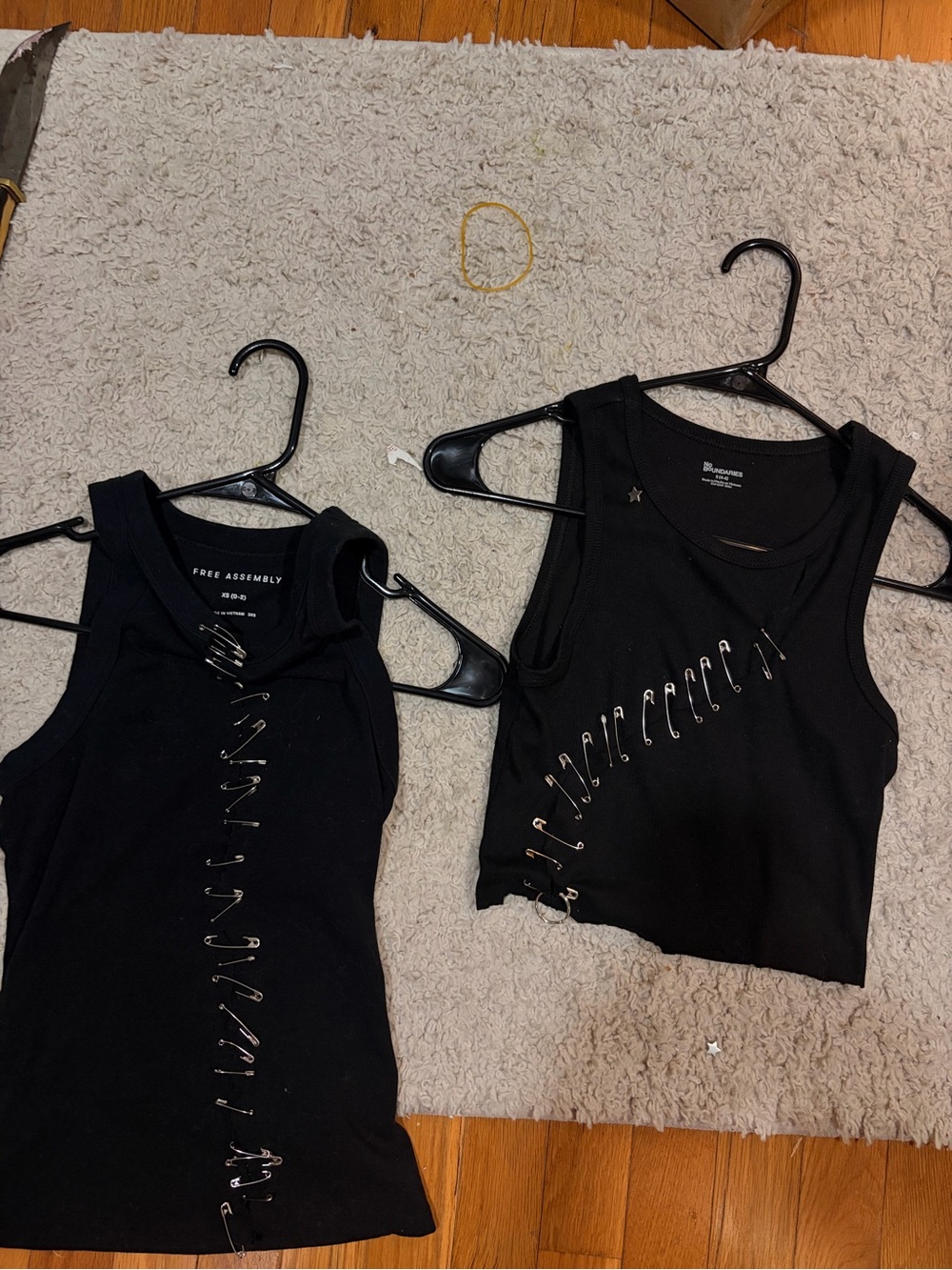 Original Retro Brand Black Tank Top with Safety Pin Accent